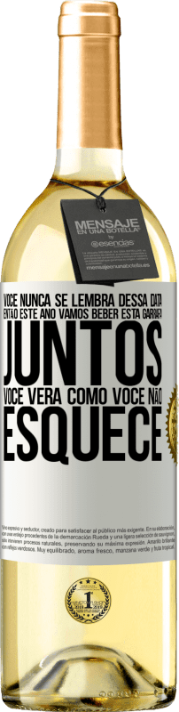 29,95 € Envio grátis | Vinho branco Edição WHITE Você nunca se lembra dessa data, então este ano vamos beber esta garrafa juntos. Você verá como você não esquece Etiqueta Branca. Etiqueta personalizável Vinho jovem Colheita 2024 Verdejo