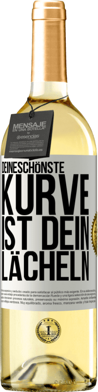 29,95 € Kostenloser Versand | Weißwein WHITE Ausgabe Deineschönste Kurve ist dein Lächeln Weißes Etikett. Anpassbares Etikett Junger Wein Ernte 2024 Verdejo