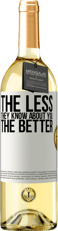 29,95 € Бесплатная доставка | Белое вино Издание WHITE Чем меньше они знают о вас, тем лучше Белая этикетка. Настраиваемая этикетка Молодое вино Урожай 2023 Verdejo
