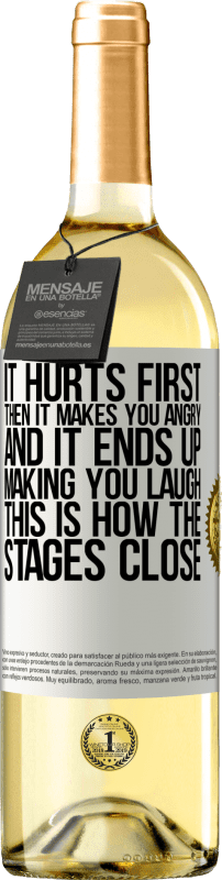 29,95 € Free Shipping | White Wine WHITE Edition It hurts first, then it makes you angry, and it ends up making you laugh. This is how the stages close White Label. Customizable label Young wine Harvest 2023 Verdejo