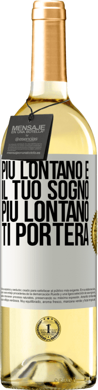 29,95 € Spedizione Gratuita | Vino bianco Edizione WHITE Più lontano è il tuo sogno, più lontano ti porterà Etichetta Bianca. Etichetta personalizzabile Vino giovane Raccogliere 2024 Verdejo