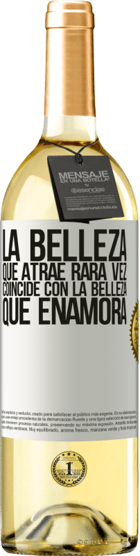 29,95 € Envío gratis | Vino Blanco Edición WHITE La belleza que atrae rara vez coincide con la belleza que enamora Etiqueta Blanca. Etiqueta personalizable Vino joven Cosecha 2024 Verdejo