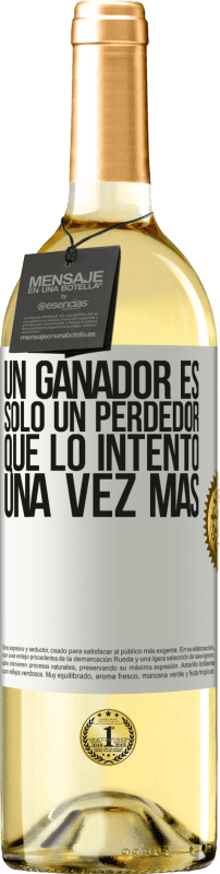 29,95 € Envío gratis | Vino Blanco Edición WHITE Un ganador es solo un perdedor que lo intentó una vez más Etiqueta Blanca. Etiqueta personalizable Vino joven Cosecha 2024 Verdejo