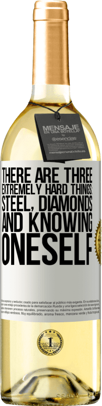 29,95 € Free Shipping | White Wine WHITE Edition There are three extremely hard things: steel, diamonds, and knowing oneself White Label. Customizable label Young wine Harvest 2022 Verdejo