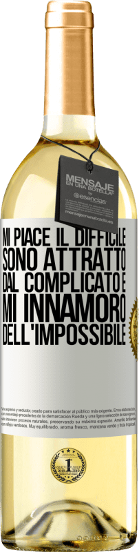 29,95 € Spedizione Gratuita | Vino bianco Edizione WHITE Mi piace il difficile, sono attratto dal complicato e mi innamoro dell'impossibile Etichetta Bianca. Etichetta personalizzabile Vino giovane Raccogliere 2024 Verdejo