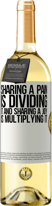 29,95 € 送料無料 | 白ワイン WHITEエディション 痛みを共有することはそれを分割し、喜びを共有することはそれを増やすことです ホワイトラベル. カスタマイズ可能なラベル 若いワイン 収穫 2025 Verdejo