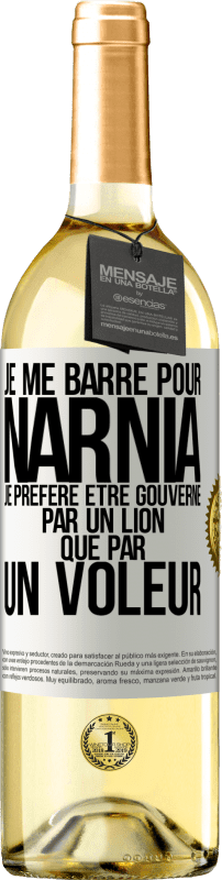 29,95 € Envoi gratuit | Vin blanc Édition WHITE Je me barre pour Narnia. Je préfère être gouverné par un lion que par un voleur Étiquette Blanche. Étiquette personnalisable Vin jeune Récolte 2024 Verdejo