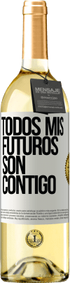 29,95 € Envío gratis | Vino Blanco Edición WHITE Todos mis futuros son contigo Etiqueta Blanca. Etiqueta personalizable Vino joven Cosecha 2023 Verdejo