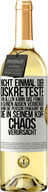 29,95 € Kostenloser Versand | Weißwein WHITE Ausgabe Nicht einmal der Diskreteste von allen kann das Funkeln in seinen Augen verbergen, wenn die Person erwähnt wird, die in seinem K Weißes Etikett. Anpassbares Etikett Junger Wein Ernte 2024 Verdejo