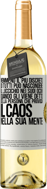 29,95 € Spedizione Gratuita | Vino bianco Edizione WHITE Nemmeno il più discreto di tutti può nascondere il luccichio nei suoi occhi quando gli viene detto della persona che provoca Etichetta Bianca. Etichetta personalizzabile Vino giovane Raccogliere 2024 Verdejo