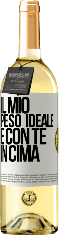 29,95 € Spedizione Gratuita | Vino bianco Edizione WHITE Il mio peso ideale è con te in cima Etichetta Bianca. Etichetta personalizzabile Vino giovane Raccogliere 2024 Verdejo