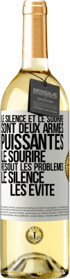 29,95 € Envoi gratuit | Vin blanc Édition WHITE Le silence et le sourire sont deux armes puissantes. Le sourire résout les problèmes, le silence les évite Étiquette Blanche. Étiquette personnalisable Vin jeune Récolte 2024 Verdejo