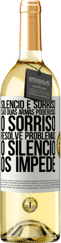 29,95 € Envio grátis | Vinho branco Edição WHITE Silêncio e sorriso são duas armas poderosas. O sorriso resolve problemas, o silêncio os impede Etiqueta Branca. Etiqueta personalizável Vinho jovem Colheita 2025 Verdejo