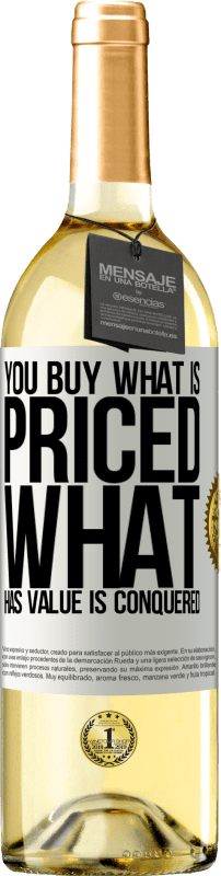 29,95 € Бесплатная доставка | Белое вино Издание WHITE Вы покупаете то, что оценено. Что имеет значение побеждено Белая этикетка. Настраиваемая этикетка Молодое вино Урожай 2023 Verdejo