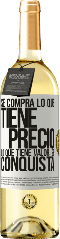 29,95 € Envío gratis | Vino Blanco Edición WHITE Se compra lo que tiene precio. Lo que tiene valor, se conquista Etiqueta Blanca. Etiqueta personalizable Vino joven Cosecha 2024 Verdejo