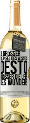 29,95 € Kostenloser Versand | Weißwein WHITE Ausgabe Je größer die Insel des Wissens, desto größer die Ufer des Wunders Weißes Etikett. Anpassbares Etikett Junger Wein Ernte 2024 Verdejo