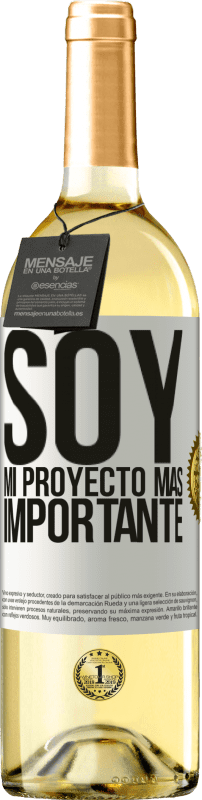 29,95 € Envío gratis | Vino Blanco Edición WHITE Soy mi proyecto más importante Etiqueta Blanca. Etiqueta personalizable Vino joven Cosecha 2024 Verdejo