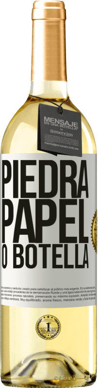 29,95 € Envío gratis | Vino Blanco Edición WHITE Piedra, papel o botella Etiqueta Blanca. Etiqueta personalizable Vino joven Cosecha 2024 Verdejo