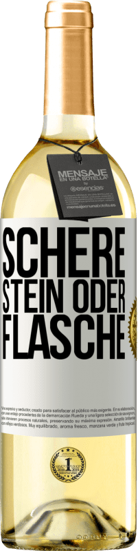 29,95 € Kostenloser Versand | Weißwein WHITE Ausgabe Schere, Stein oder Flasche Weißes Etikett. Anpassbares Etikett Junger Wein Ernte 2024 Verdejo