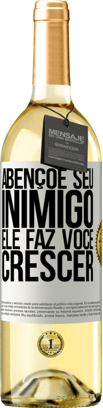 29,95 € Envio grátis | Vinho branco Edição WHITE Abençoe seu inimigo. Ele faz você crescer Etiqueta Branca. Etiqueta personalizável Vinho jovem Colheita 2024 Verdejo