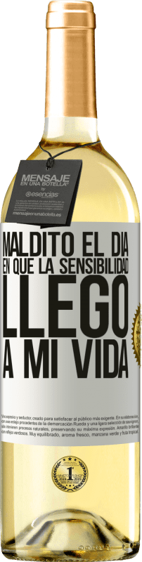 29,95 € Envío gratis | Vino Blanco Edición WHITE Maldito el día en que la sensibilidad llegó a mi vida Etiqueta Blanca. Etiqueta personalizable Vino joven Cosecha 2023 Verdejo