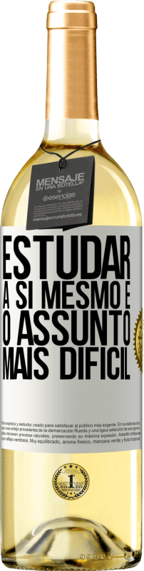 29,95 € Envio grátis | Vinho branco Edição WHITE Estudar a si mesmo é o assunto mais difícil Etiqueta Branca. Etiqueta personalizável Vinho jovem Colheita 2024 Verdejo