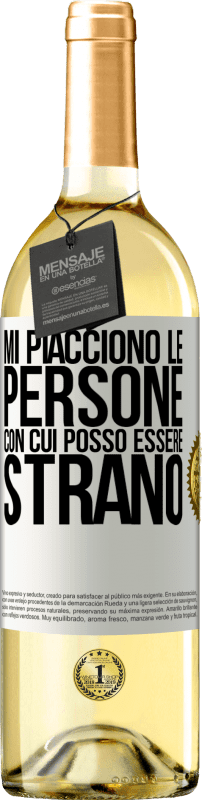 29,95 € Spedizione Gratuita | Vino bianco Edizione WHITE Mi piacciono le persone con cui posso essere strano Etichetta Bianca. Etichetta personalizzabile Vino giovane Raccogliere 2024 Verdejo