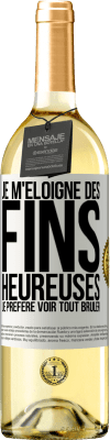 29,95 € Envoi gratuit | Vin blanc Édition WHITE Je m'éloigne des fins heureuses, je préfère voir tout brûler Étiquette Blanche. Étiquette personnalisable Vin jeune Récolte 2024 Verdejo