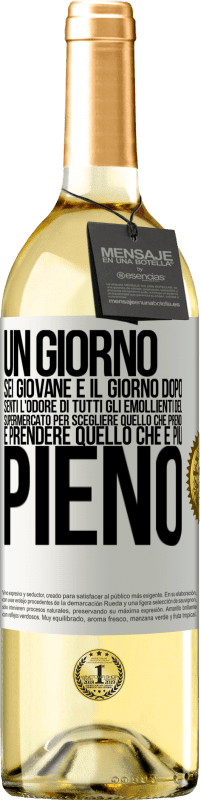 29,95 € Spedizione Gratuita | Vino bianco Edizione WHITE Un giorno sei giovane e il giorno dopo, senti l'odore di tutti gli emollienti del supermercato per scegliere quello che Etichetta Bianca. Etichetta personalizzabile Vino giovane Raccogliere 2024 Verdejo