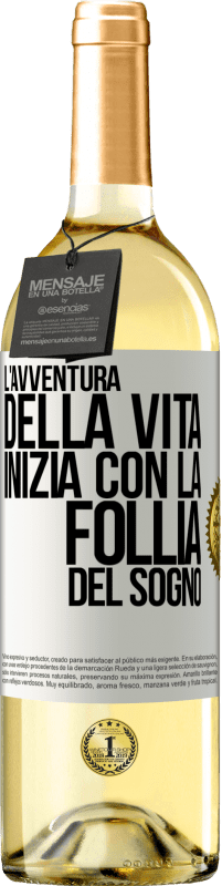 29,95 € Spedizione Gratuita | Vino bianco Edizione WHITE L'avventura della vita inizia con la follia del sogno Etichetta Bianca. Etichetta personalizzabile Vino giovane Raccogliere 2024 Verdejo