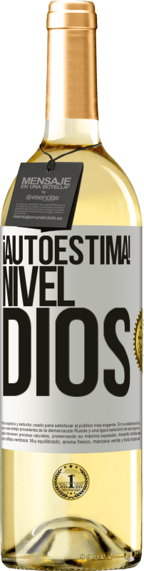 29,95 € Envío gratis | Vino Blanco Edición WHITE ¡Autoestima! Nivel dios Etiqueta Blanca. Etiqueta personalizable Vino joven Cosecha 2024 Verdejo