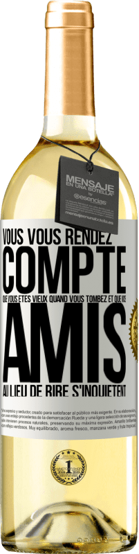 29,95 € Envoi gratuit | Vin blanc Édition WHITE Vous vous rendez compte que vous êtes vieux quand vous tombez et que vos amis, au lieu de rire, s'inquiètent Étiquette Blanche. Étiquette personnalisable Vin jeune Récolte 2024 Verdejo