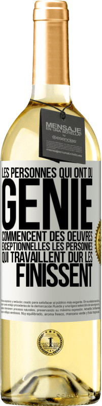 29,95 € Envoi gratuit | Vin blanc Édition WHITE Les personnes qui ont du génie commencent des oeuvres exceptionnelles. Les personnes qui travaillent dur les finissent Étiquette Blanche. Étiquette personnalisable Vin jeune Récolte 2023 Verdejo