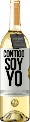 29,95 € Envío gratis | Vino Blanco Edición WHITE Contigo soy yo Etiqueta Blanca. Etiqueta personalizable Vino joven Cosecha 2023 Verdejo