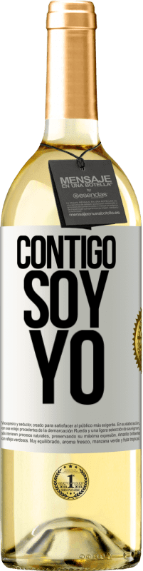 29,95 € Envío gratis | Vino Blanco Edición WHITE Contigo soy yo Etiqueta Blanca. Etiqueta personalizable Vino joven Cosecha 2024 Verdejo