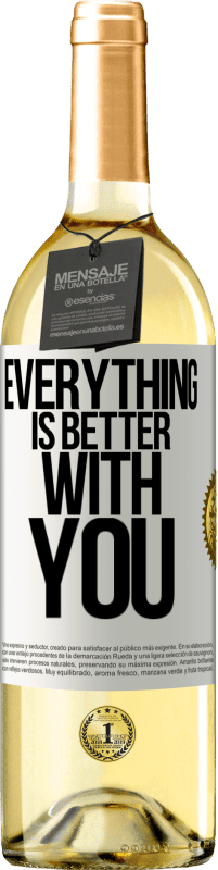 29,95 € Бесплатная доставка | Белое вино Издание WHITE С тобой все лучше Белая этикетка. Настраиваемая этикетка Молодое вино Урожай 2023 Verdejo