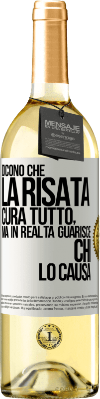 29,95 € Spedizione Gratuita | Vino bianco Edizione WHITE Dicono che la risata cura tutto, ma in realtà guarisce chi lo causa Etichetta Bianca. Etichetta personalizzabile Vino giovane Raccogliere 2024 Verdejo