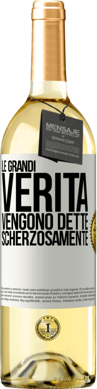 29,95 € Spedizione Gratuita | Vino bianco Edizione WHITE Le grandi verità vengono dette scherzosamente Etichetta Bianca. Etichetta personalizzabile Vino giovane Raccogliere 2023 Verdejo