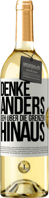 29,95 € Kostenloser Versand | Weißwein WHITE Ausgabe Denke anders. Geh über die Grenzen hinaus Weißes Etikett. Anpassbares Etikett Junger Wein Ernte 2023 Verdejo