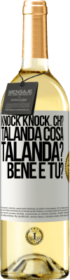 29,95 € Spedizione Gratuita | Vino bianco Edizione WHITE Knock Knock. Chi? Talanda Cosa Talanda? Bene e tu? Etichetta Bianca. Etichetta personalizzabile Vino giovane Raccogliere 2023 Verdejo