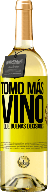 29,95 € Envío gratis | Vino Blanco Edición WHITE Tomo más vino que buenas decisiones Etiqueta Amarilla. Etiqueta personalizable Vino joven Cosecha 2023 Verdejo