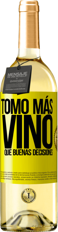 29,95 € Envío gratis | Vino Blanco Edición WHITE Tomo más vino que buenas decisiones Etiqueta Amarilla. Etiqueta personalizable Vino joven Cosecha 2024 Verdejo