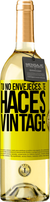 29,95 € Envío gratis | Vino Blanco Edición WHITE Tú no envejeces, te haces vintage Etiqueta Amarilla. Etiqueta personalizable Vino joven Cosecha 2023 Verdejo