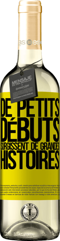 29,95 € Envoi gratuit | Vin blanc Édition WHITE De petits débuts surgissent de grandes histoires Étiquette Jaune. Étiquette personnalisable Vin jeune Récolte 2024 Verdejo