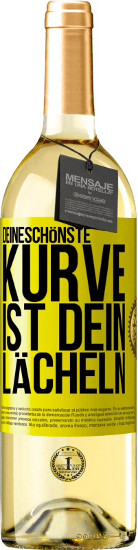 29,95 € Kostenloser Versand | Weißwein WHITE Ausgabe Deineschönste Kurve ist dein Lächeln Gelbes Etikett. Anpassbares Etikett Junger Wein Ernte 2024 Verdejo