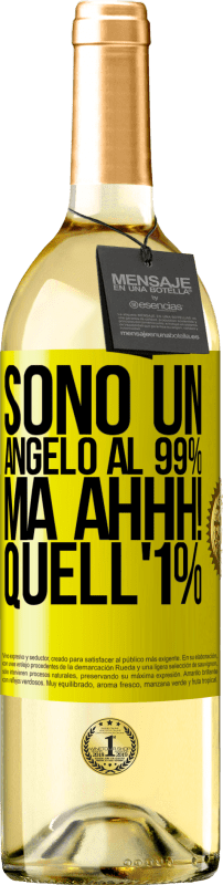 29,95 € Spedizione Gratuita | Vino bianco Edizione WHITE Sono un angelo al 99%, ma ahhh! quell'1% Etichetta Gialla. Etichetta personalizzabile Vino giovane Raccogliere 2024 Verdejo