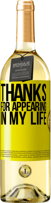 29,95 € 免费送货 | 白葡萄酒 WHITE版 谢谢你出现在我的生活中 黄色标签. 可自定义的标签 青年酒 收成 2025 Verdejo
