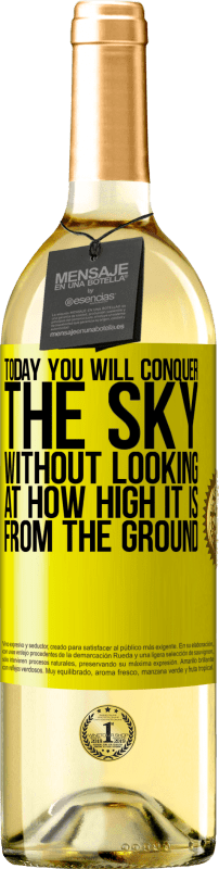 29,95 € Free Shipping | White Wine WHITE Edition Today you will conquer the sky, without looking at how high it is from the ground Yellow Label. Customizable label Young wine Harvest 2023 Verdejo