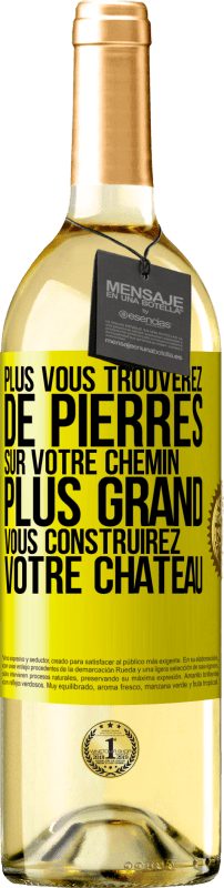 29,95 € Envoi gratuit | Vin blanc Édition WHITE Plus vous trouverez de pierres sur votre chemin, plus grand vous construirez votre château Étiquette Jaune. Étiquette personnalisable Vin jeune Récolte 2024 Verdejo