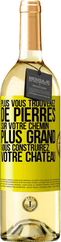 29,95 € Envoi gratuit | Vin blanc Édition WHITE Plus vous trouverez de pierres sur votre chemin, plus grand vous construirez votre château Étiquette Jaune. Étiquette personnalisable Vin jeune Récolte 2025 Verdejo